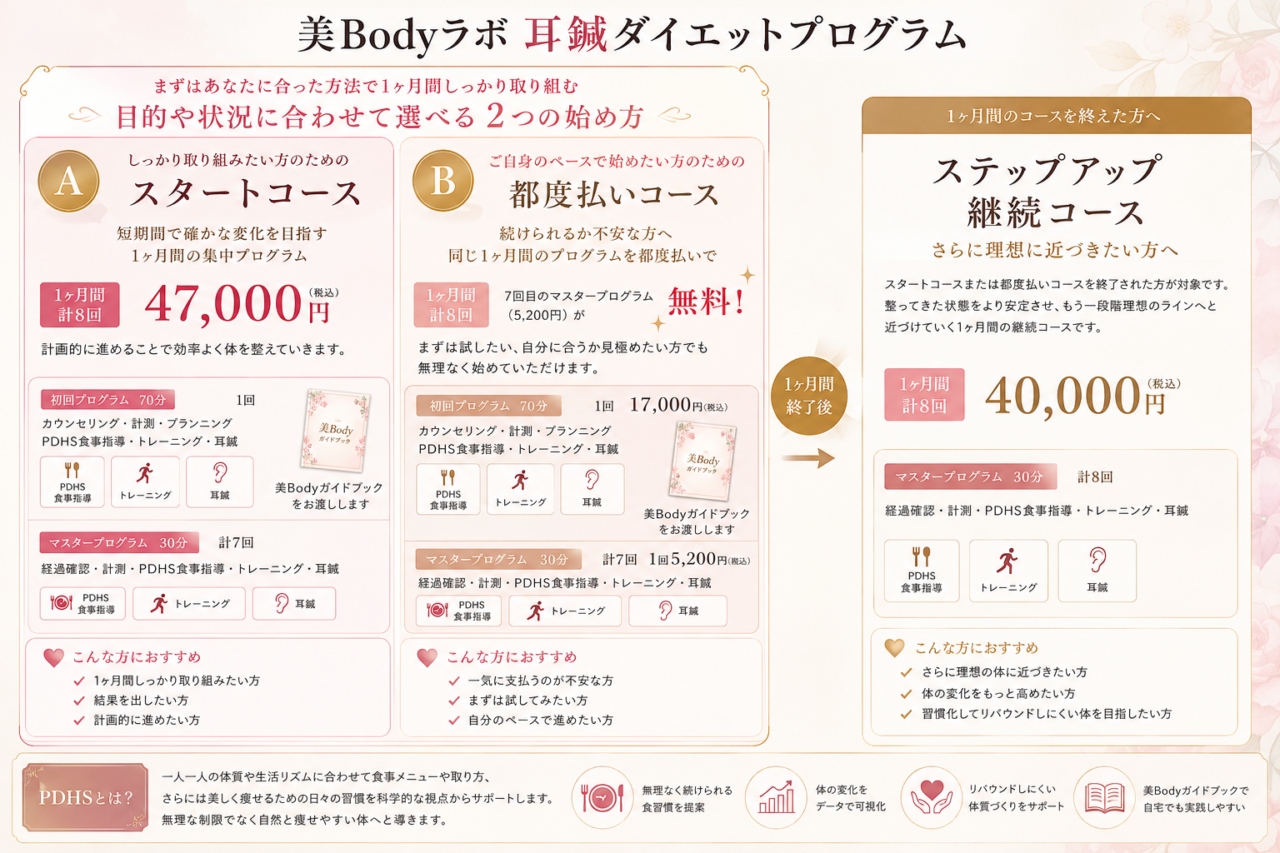auricular-acupoint-diet-pricing
OMT美Bodyメニュー